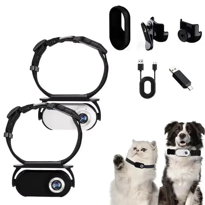 Caméra pour animaux de compagnie à rotation 360°, grand angle 120°, mini caméra portable de poche pour extérieur, pour chiens et chats, enregistrement