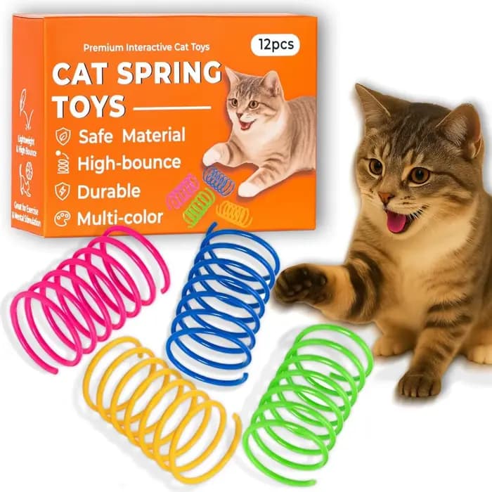Jouet à ressort pour chat (lot de 24 pièces), ressort en spirale en plastique pour jouets pour chat, utilisé pour tapoter, mordre, chasser et jouer activement et sainement