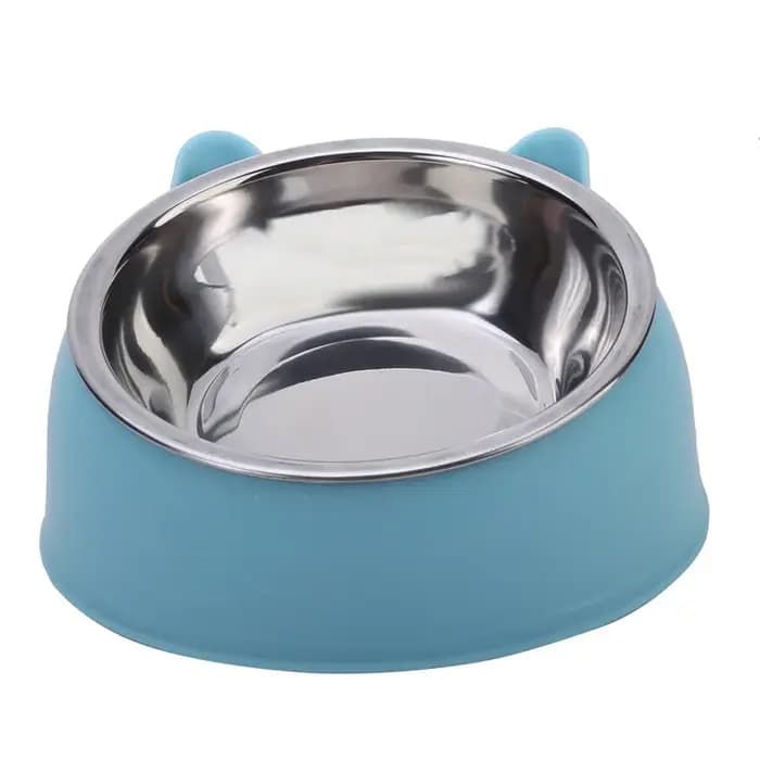 1pc chat bol belle créative incliné chaton chiot nourriture bols d'alimentation en acier inoxydable chats boire