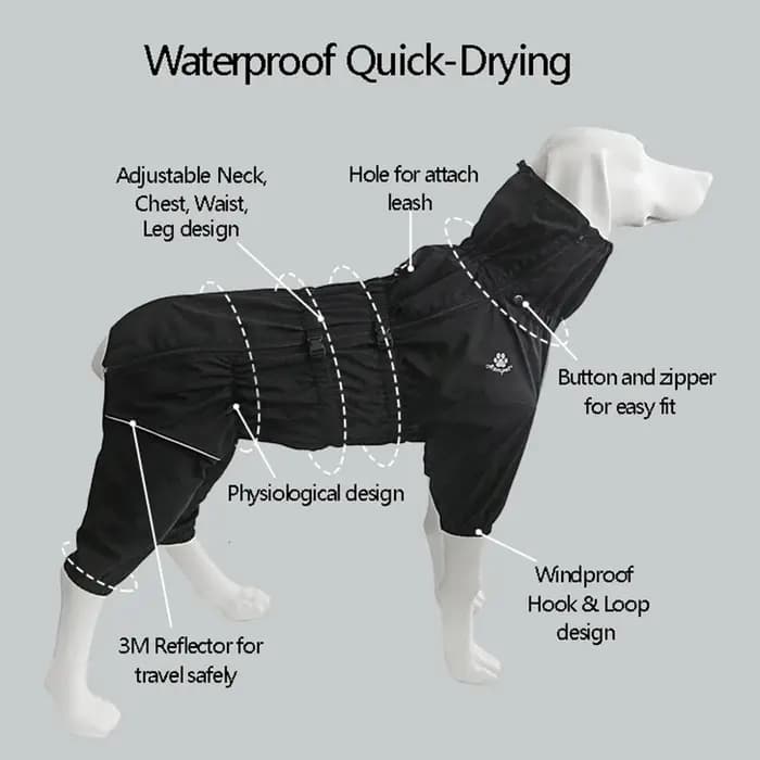 Veste d'extérieur imperméable pour chien, vêtements d'hiver, manteau chaud, grande combinaison réflé
