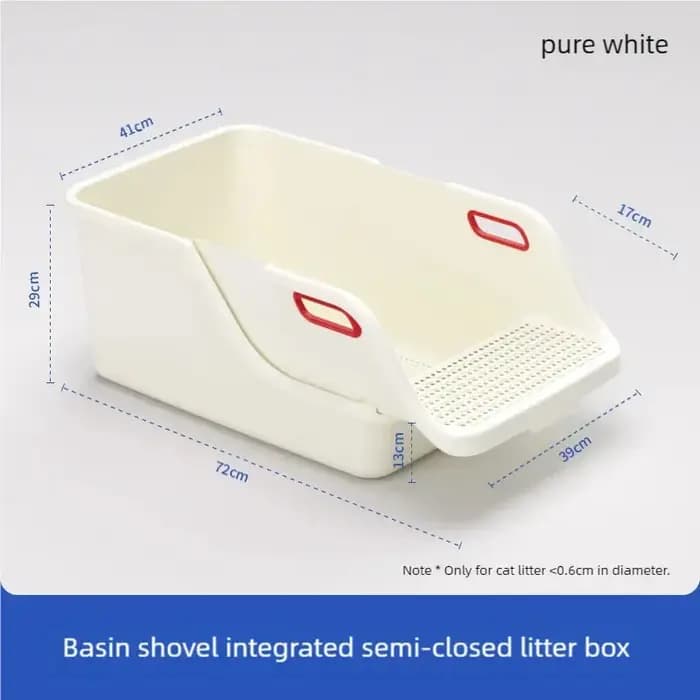 Nouvelle bac à litière surdimensionné semi-fermé pour chat avec fuite automatique du sable et fond antiadhésif
