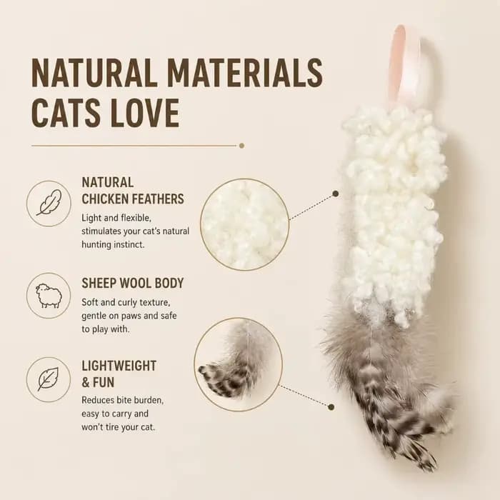 Jouets amusants pour chats en laine et plumes, plumes interactives, jouets à mâcher résistants aux morsures pour chiots et chatons, accessoires pour animaux de compagnie