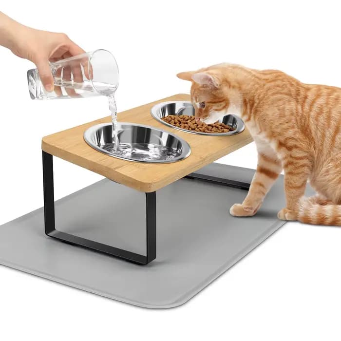 Bols surélevés pour chat avec tapis alimentaire 15 ° Plats pour chats