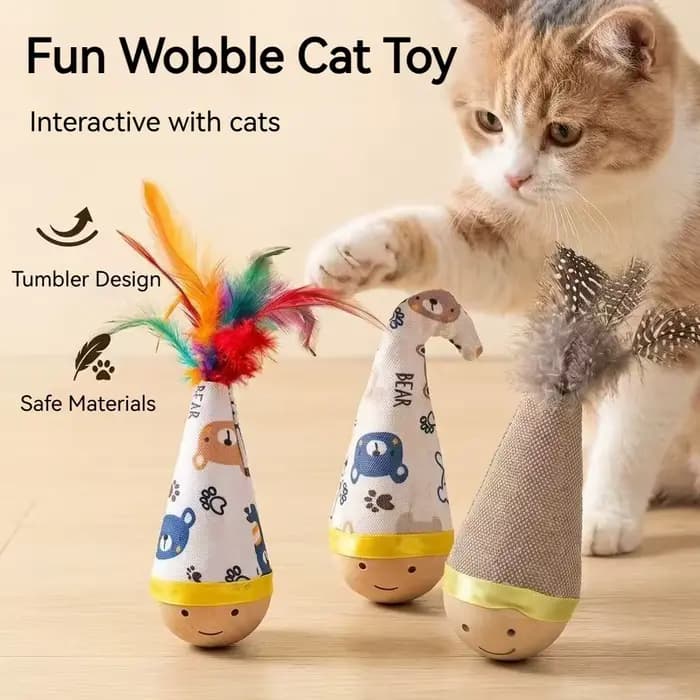 Jouet interactif pour chat : Toupie à plumes durable et résistante aux morsures pour stimuler l'énergie des chatons et les griffades