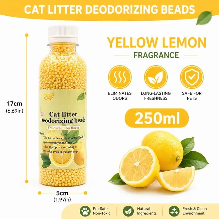 Perles désodorisantes pour litière pour chat au parfum frais - Éliminateur d'odeurs naturel à base de plantes pour des environnements propres et parfumés pour animaux de compagnie