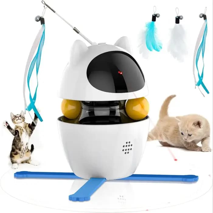 Jouets interactifs ATUBAN pour chats d'intérieur, jouets interactifs 3 en 1 avec jouet à plumes pour chat, jouet à balle pour chat, rechargeable par USB