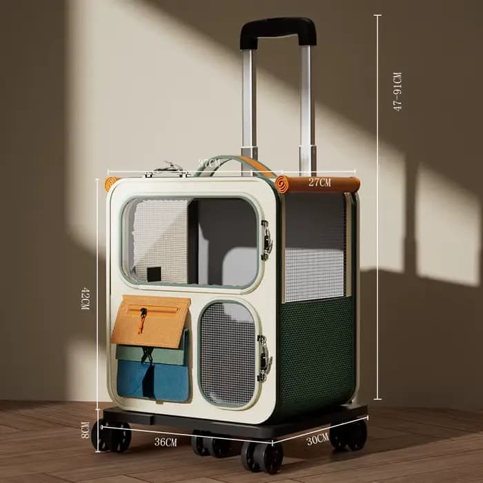 Sac de transport à roulettes pour chats et petits chiens jusqu'à 10 kg, idéal pour les voyages, les