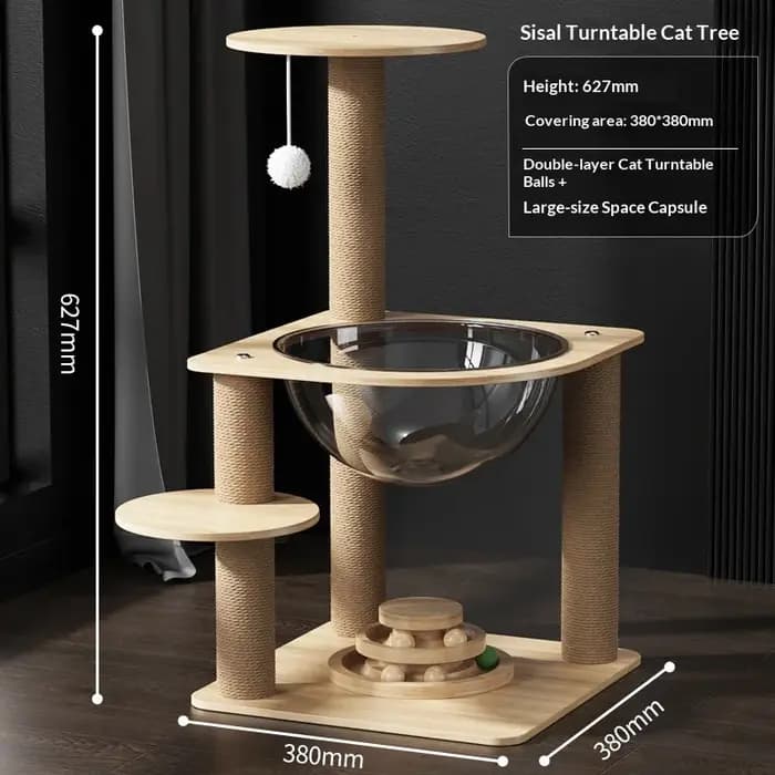 Arbre à chat compact et peu encombrant, multi-niveaux, avec griffoir, lit et étagère, idéal pour appartements – Durable