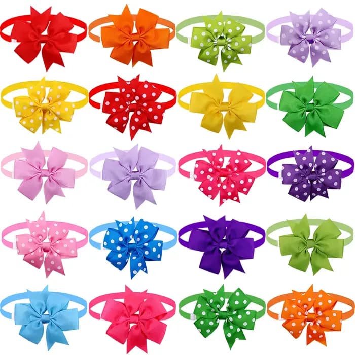 50pcs chien noeud papillon point solide