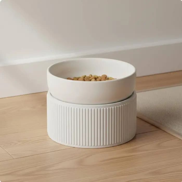 Bols en céramique pour nourriture et eau pour chat, faciles à nettoyer, double bol en céramique pour chat, station d'alimentation surélevée pour chatons