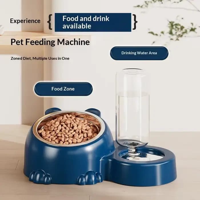 Gamelle pour animaux de compagnie 2-en-1 avec distributeur d'eau automatique