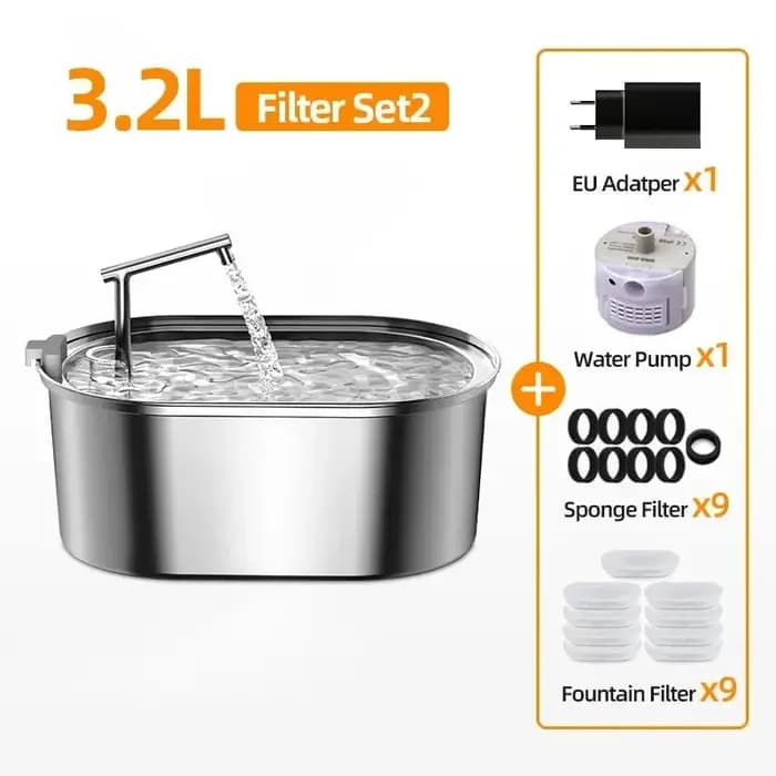 ROJECO fontaine d'eau pour chat en acier inoxydable abreuvoir automatique