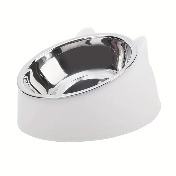 Gamelle 2-en-1 en acier inoxydable pour chat avec support oreilles mignonnes