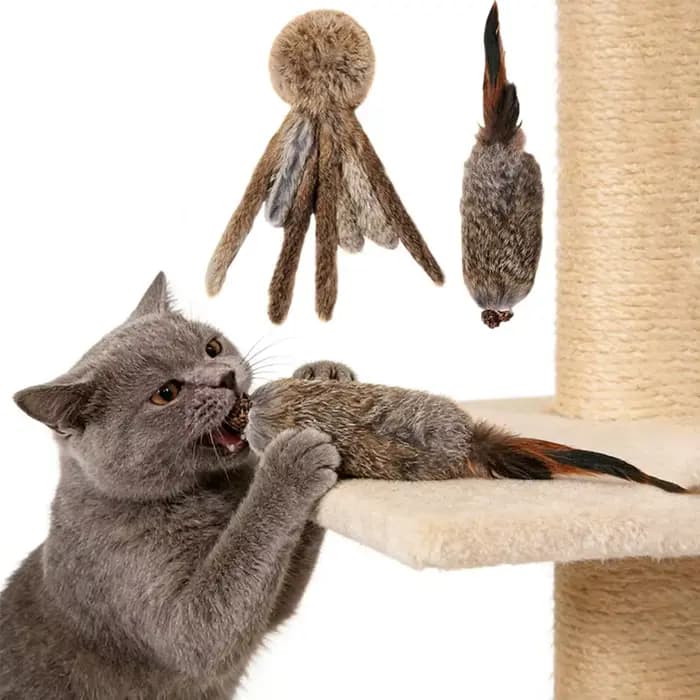 Jouet pour chat d'intérieur en fausse fourrure de lapin