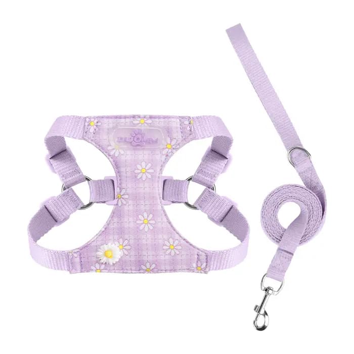 Harnais pour animaux de compagnie motif marguerite mignon, réglable, anti-évasion, doux et respirant, type gilet, pour chats, chatons et petits chiens, pour la promenade