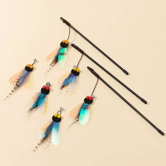 Jouets pour chats, jouet en plumes pour chats, bâton Teaser, résistant aux morsures, papillon, jouet