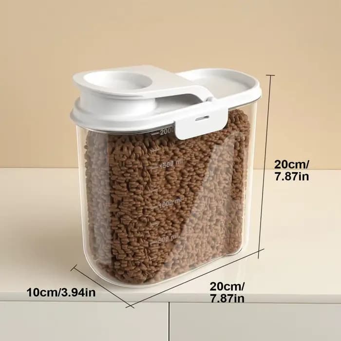 Conteneur de rangement hermétique 2L pour aliments pour chats et chiens avec couvercle, idéal pour l