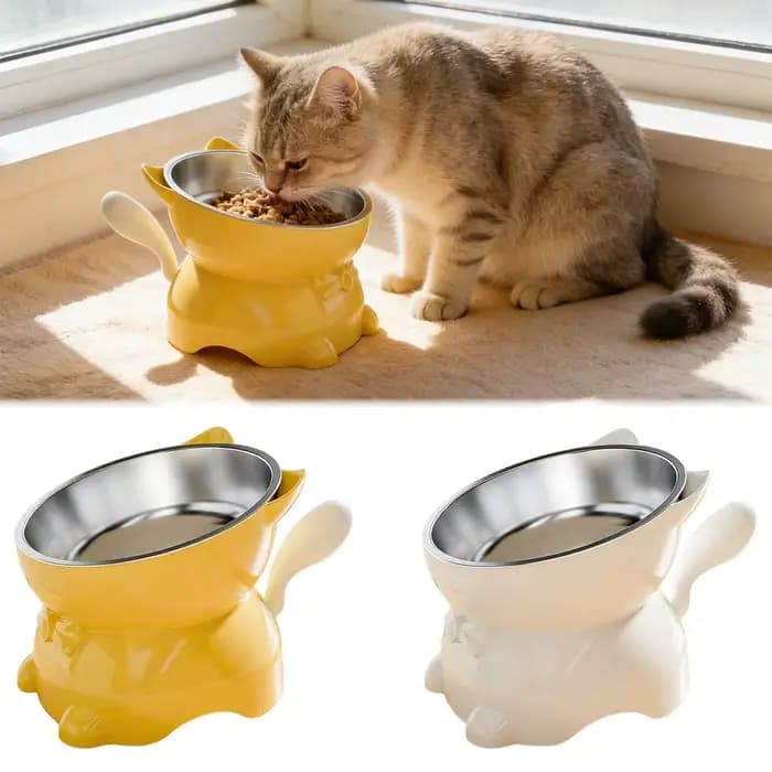 Bol pour chat en acier inoxydable anti-déversement