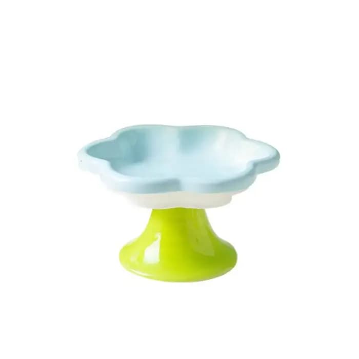 Gamelle en céramique pour chat avec motif floral et support