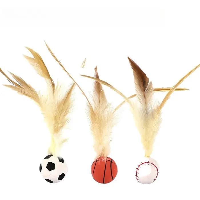 Balle interactive auto-amusante pour chat, balle rebondissante en plumes d'intérieur, balle de flutter pour animaux de compagnie à rebond élevé, accessoires pour animaux de compagnie