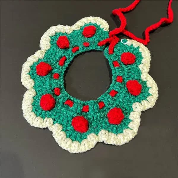 Collier à nœud papillon en laine au crochet pour chat mignon