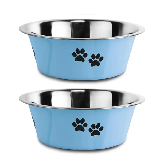 Lot de 2 gamelles pour animaux de compagnie en acier inoxydable