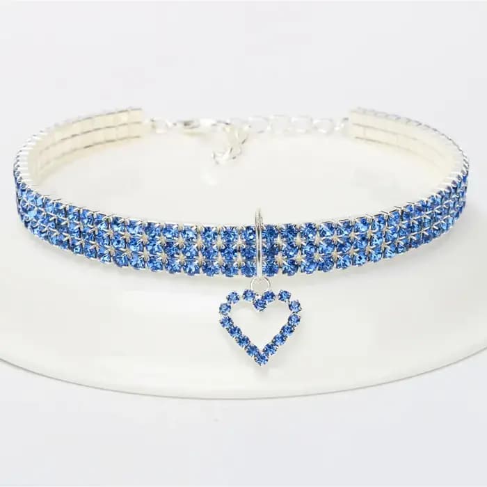 Collier élastique à trois rangées de strass pour animaux de compagnie
