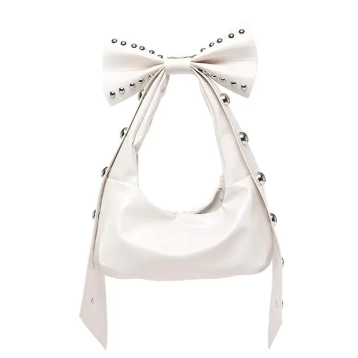 Sac à main en cuir PU pour femme, arcs uniques, embellissements à rivets, sac initié