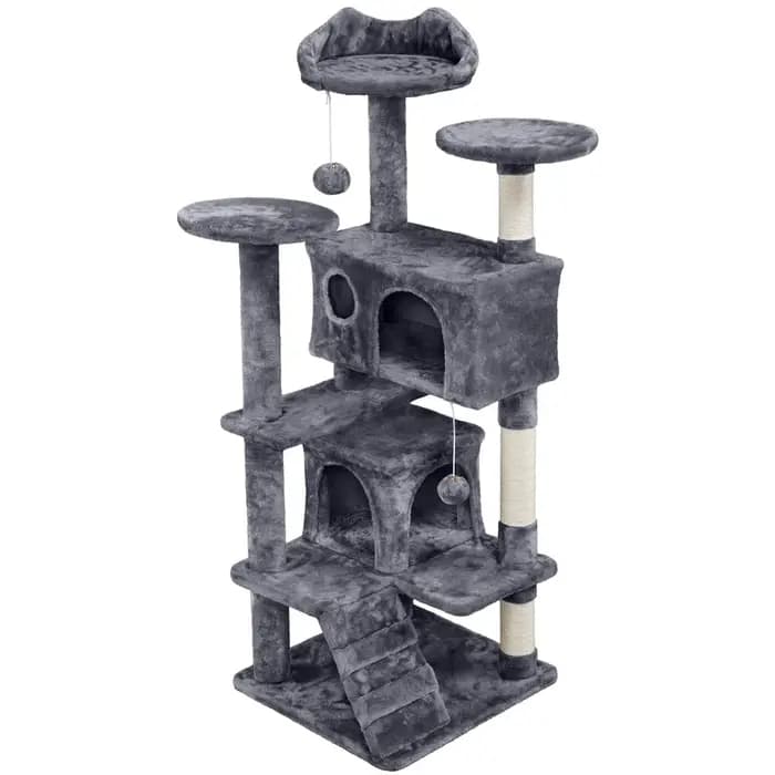 Arbre à chat pour grands chats avec grande perche supérieure, tour à plusieurs niveaux pour chats d'