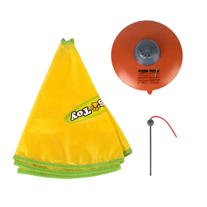 Jouet Interactif pour Animal de Compagnie, 4 Vitesses, Mouvement existent, Tissu de Souris Sous Couverture, Plumes Mobiles, Plaque Électrique pour Chat