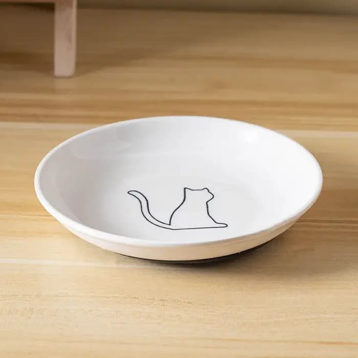Gamelle en céramique pour chatons ; Assiette antidérapante pour chat ; Support en silicone ; Essentiels charmants pour animaux de compagnie
