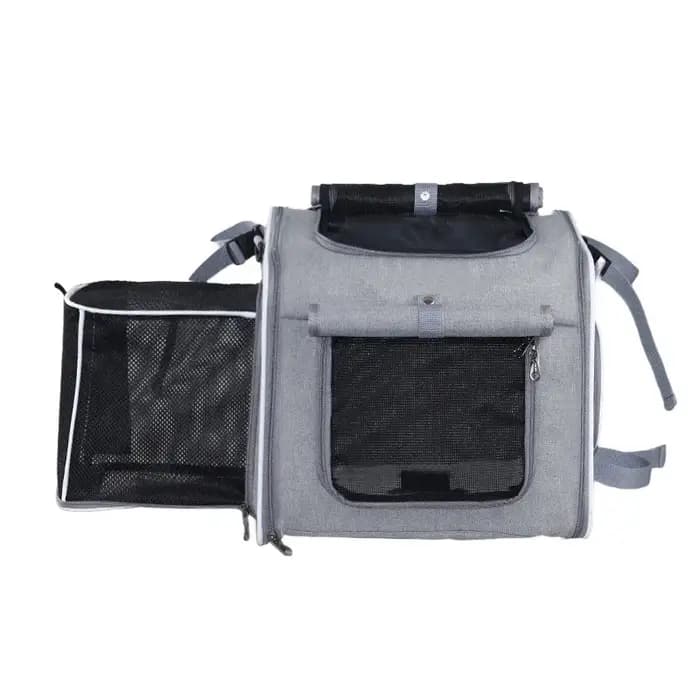 Panier de vélo pour chien ou chat, sac à dos de transport pour animaux de compagnie extensible à parois souples avec 4 portes ouvertes, porte-chien pliable pour vélo