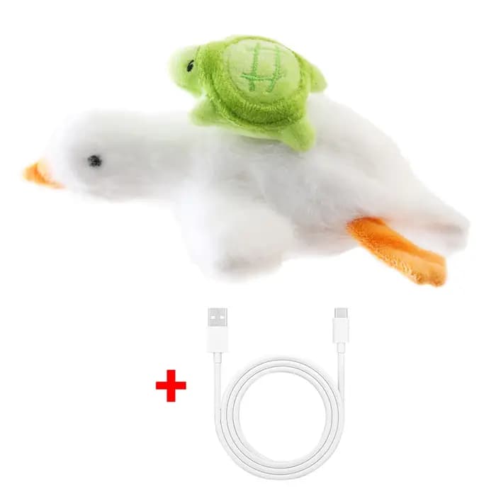 Jouet interactif pour chat : canard réaliste motorisé avec des sons de couinement et des ailes qui battent