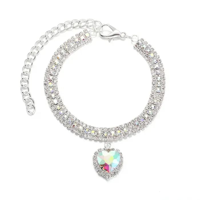 Collier de luxe en diamant pour animaux de compagnie, pendentif d'amour mignon, collier pour chien et chat, accessoires pour chiots, collier en cristal scintillant pour chat