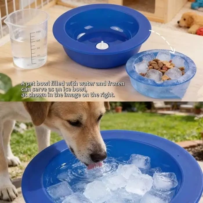 Bol rafraîchissant pour chien à injection d'eau – Soulage la chaleur, rétention de froid longue durée, gamelle d'eau froide pour animaux de compagnie