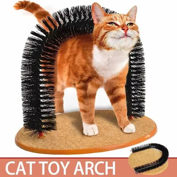 Jouet pour chat arc auto-groome Pamper félin avec un Massage toilettage brosse à friction avec tampon à gratter