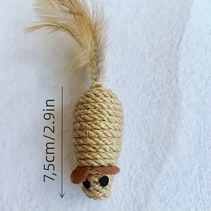 Fausse souris en peluche en sisal pour chat, jouet de simulation coule pour chaton, jouets auto-joua