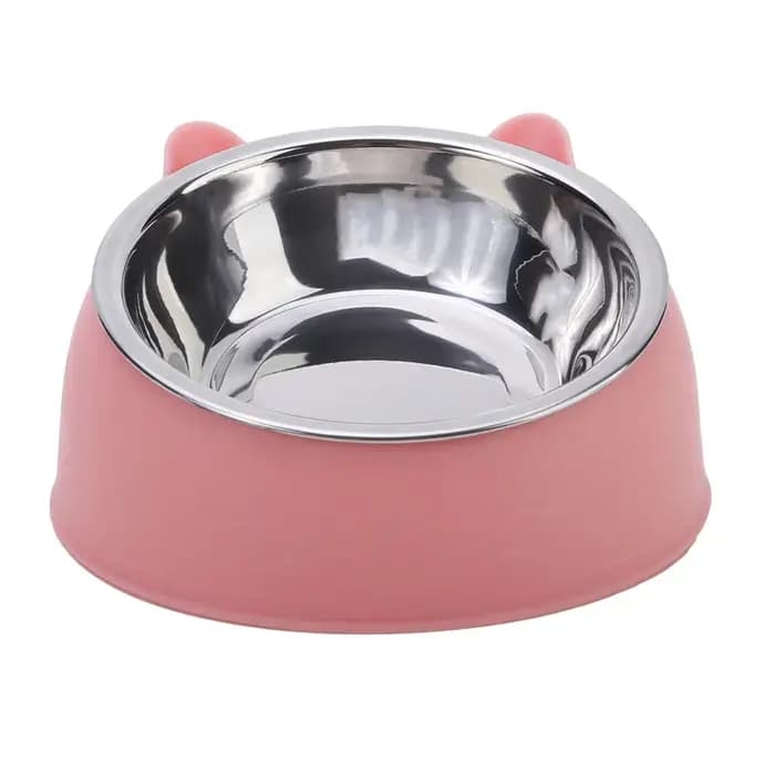 1pc chat bol belle créative incliné chaton chiot nourriture bols d'alimentation en acier inoxydable chats boire