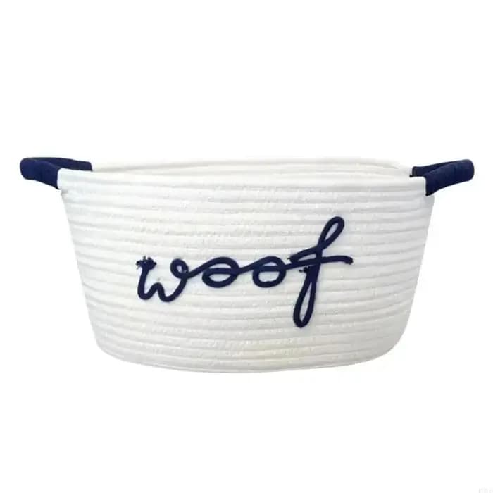 Panier rangement en corde coton fabriqué à main pour jouets chien