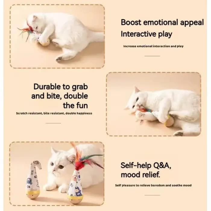Jouet interactif pour chat : Toupie à plumes durable et résistante aux morsures pour stimuler l'énergie des chatons et les griffades