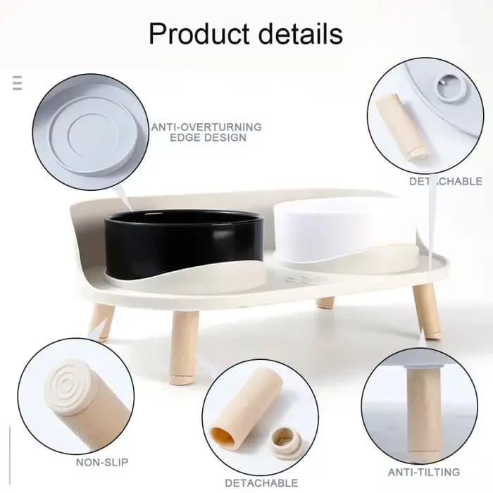 Mangeoires alimentaires pour animaux de compagnie chat Double bols mangeoire hauteur réglable chats chiens abreuvoir bol d'eau plat alimentation surélevée chaton fournitures