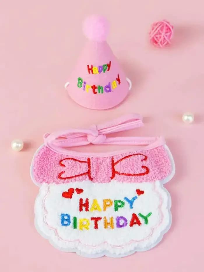 Bavoir et chapeau d'anniversaire pour chat et chien