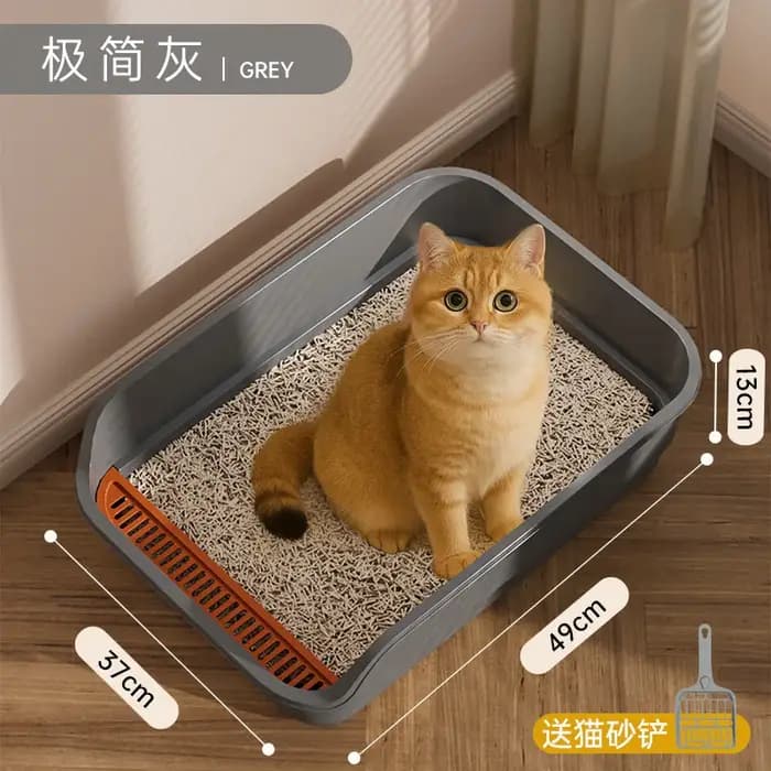 Bac à litière extra-large pour chat avec côtés hauts, semi-fermé, anti-éclaboussures, toilettes désodorisantes pour chat, fournitures pour animaux de compagnie