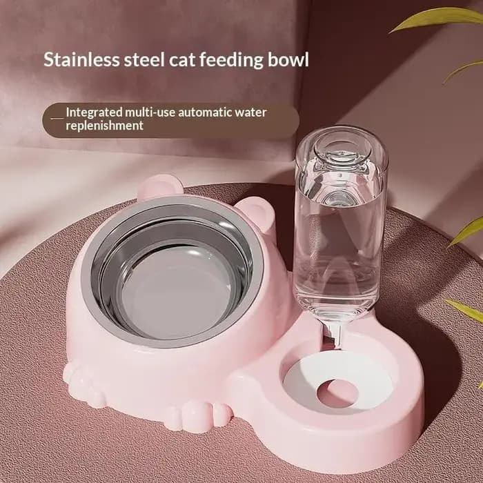 Gamelle pour animaux de compagnie 2-en-1 avec distributeur d'eau automatique