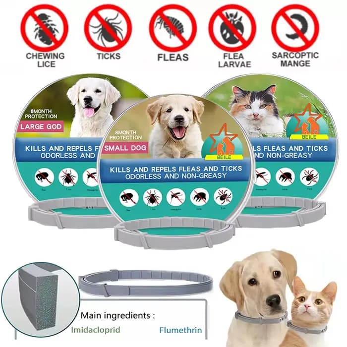 Collier de Protection Rétractable pour Animaux de Compagnie, Accessoire Anti-puces, Tiques, Antipara