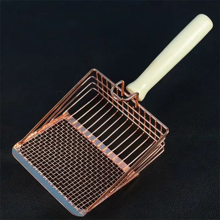 Pelle à litière pour chat en acier inoxydable, manche en bois, facile à nettoyer, beau, poussière SAP, adaptée aux toilettes pour petits chiens