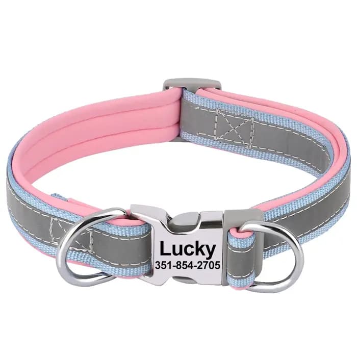 Collier de chien personnalisé réfléchissant doux colliers d'identification personnalisés