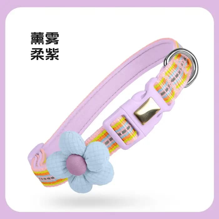 Collier pour chat mignon à motif floral avec boucle de sécurité, collier réfléchissant réglable pour petits chiens et chats avec anneau anti-perte