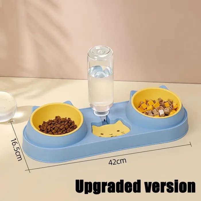 Bol pour chat de compagnie mangeoire automatique bol de nourriture pour chien avec fontaine d'eau Double bol à boire support surélevé bols pour chats