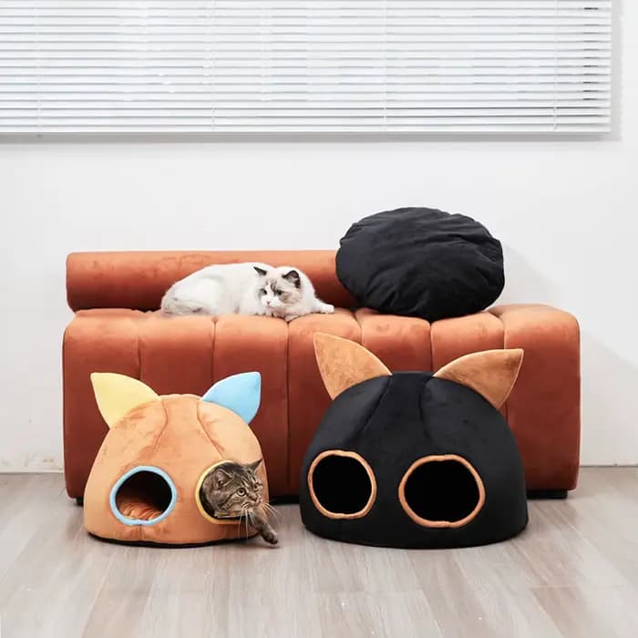 Nouveau panier-coussin rond confortable pour chat